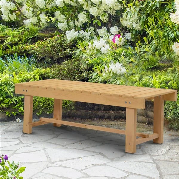 Banc En Bois Outsunny Brun De 43.25 Po L. X 13,75 Po H. 4 Banc En Bois Outsunny Brun De 43.25 Po L. X 13,75 Po H. – Image 2