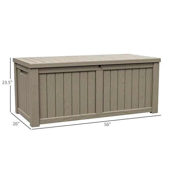 Coffre De Rangement Pour La Terrasse Outsunny En Plastique Gris De 56 Po X 26 Po, 76,6 Gal 5 Coffre De Rangement Pour La Terrasse Outsunny En Plastique Gris De 56 Po X 26 Po, 76,6 Gal – Image 3