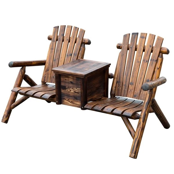 Chaises Adirondack En Bois Brun Outsunny Avec Siège à Lattes, Ens. De 2 6 Chaises Adirondack En Bois Brun Outsunny Avec Siège à Lattes, Ens. De 2 – Image 4