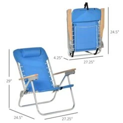 Chaise De Plage Par Outsunny Pliante, Bleu, Ensemble De 2 -Outsunny 330912505 AlternateImage2 l