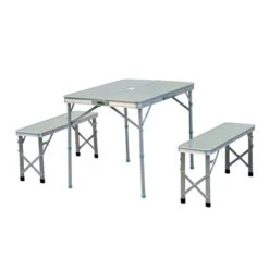 Table De Pique-nique Pliante Par Outsunny Rectangulaire En Bois Argent De 35,43 Po