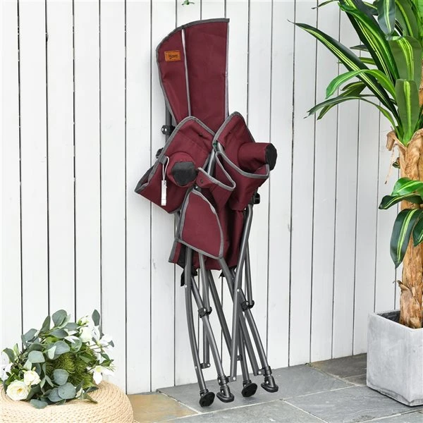 Chaise De Camping Par Outsunny Pliante, Rouge 6 Chaise De Camping Par Outsunny Pliante, Rouge – Image 4