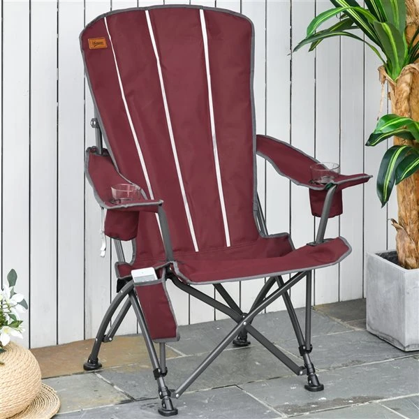 Chaise De Camping Par Outsunny Pliante, Rouge 7 Chaise De Camping Par Outsunny Pliante, Rouge – Image 5