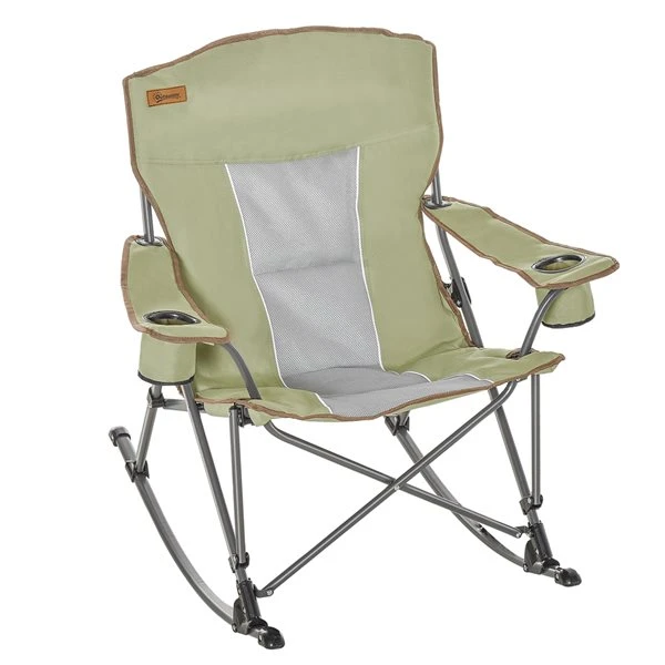 Chaise De Camping Berçante Et Pliante Par Outsunny, Vert 3 Chaise De Camping Berçante Et Pliante Par Outsunny, Vert