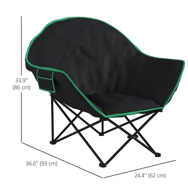 Chaise De Camping Par Outsunny Pliante, Noir Et Vert 5 Chaise De Camping Par Outsunny Pliante, Noir Et Vert – Image 3