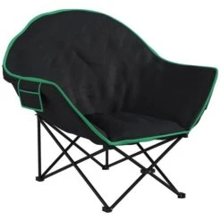 Chaise De Camping Par Outsunny Pliante, Noir Et Vert