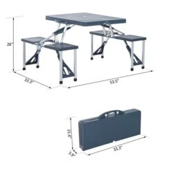 Table De Pique-nique Pliante Par Outsunny Rectangulaire En Plastique Gris Foncé De 33,25 Po -Outsunny 330912601 AlternateImage2 l