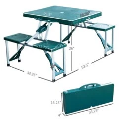 Table De Pique-nique Pliante Par Outsunny Rectangulaire En Plastique Vert De 33,7 Po -Outsunny 330912631 AlternateImage2 l
