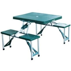 Table De Pique-nique Pliante Par Outsunny Rectangulaire En Plastique Vert De 33,7 Po