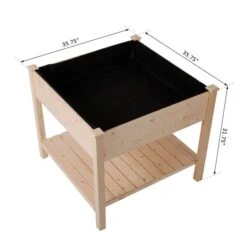 Jardinière Surélevée Outsunny De 35 3/4 Po X 35 3/4 Po X 31 3/4 Po En Bois Naturel Avec Doublure Intérieure 9 Jardinière Surélevée Outsunny De 35 3/4 Po X 35 3/4 Po X 31 3/4 Po En Bois Naturel Avec Doublure Intérieure -Outsunny 330928532 AlternateImage2 l