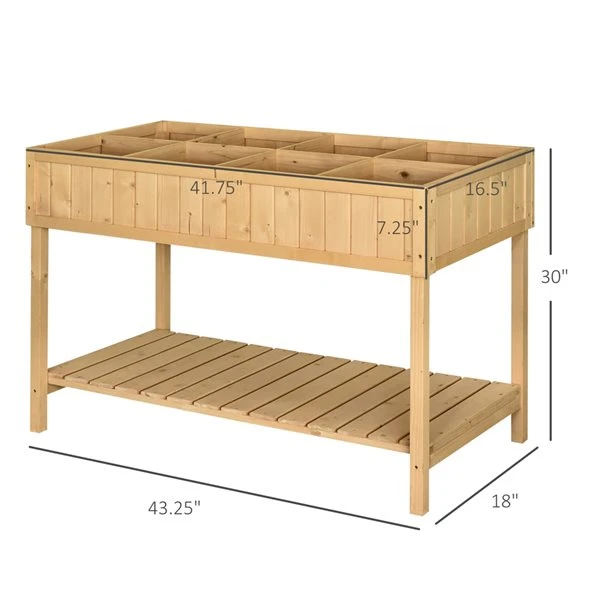 Jardinière Surélevée Outsunny De 18 po X 43 1/4 Po X 30 po En Bois Naturel Avec 8 Sections 5 Jardinière Surélevée Outsunny De 18 po X 43 1/4 Po X 30 po En Bois Naturel Avec 8 Sections – Image 3