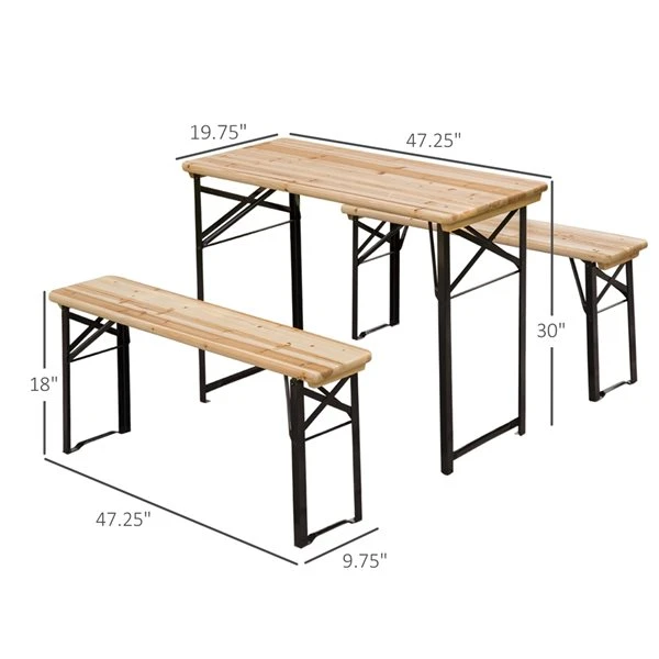 Table De Pique-nique Pliable Outsunny En Cèdre De 47,2 Po Rectangulaire 5 Table De Pique-nique Pliable Outsunny En Cèdre De 47,2 Po Rectangulaire – Image 3
