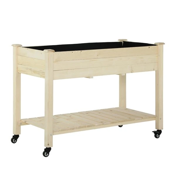 Jardinière Surélevée Outsunny De 21 3/4 Po X 46 1/2 Po X 32 3/4 Po En Bois Naturel Avec Roues Et Freins 3 Jardinière Surélevée Outsunny De 21 3/4 Po X 46 1/2 Po X 32 3/4 Po En Bois Naturel Avec Roues Et Freins