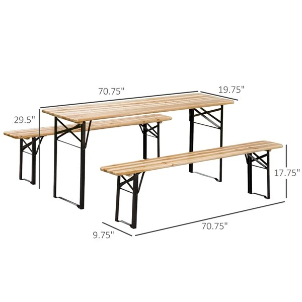 Table De Pique-nique Pliable Outsunny En Cèdre De 71 Po Rectangulaire 5 Table De Pique-nique Pliable Outsunny En Cèdre De 71 Po Rectangulaire – Image 3