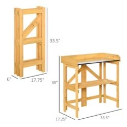 Jardinière Surélevée Pliable Outsunny De 17 1/4 Po X 33 1/2 Po X 35 po En Bois Naturel Avec Surface En Métal -Outsunny 330928742 AlternateImage2 l
