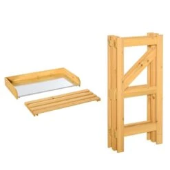 Jardinière Surélevée Pliable Outsunny De 17 1/4 Po X 33 1/2 Po X 35 po En Bois Naturel Avec Surface En Métal -Outsunny 330928742 AlternateImage7 l