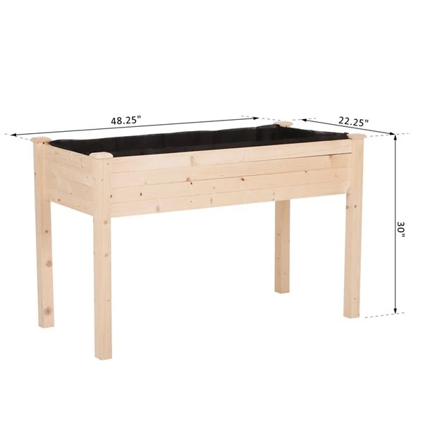 Jardinière Surélevée Outsunny De 22 1/4 Po X 48 1/4 Po X 30 po En Bois Naturel Avec Doublure Intérieure 5 Jardinière Surélevée Outsunny De 22 1/4 Po X 48 1/4 Po X 30 po En Bois Naturel Avec Doublure Intérieure – Image 3