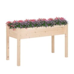 Jardinière Surélevée Outsunny De 22 1/4 Po X 48 1/4 Po X 30 po En Bois Naturel Avec Doublure Intérieure