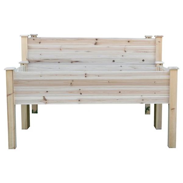 Jardinière Surélevée à 2 Niveaux Outsunny De 45 po X 45 1/4 Po X 30 po En Bois Naturel 6 Jardinière Surélevée à 2 Niveaux Outsunny De 45 po X 45 1/4 Po X 30 po En Bois Naturel – Image 4