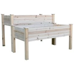 Jardinière Surélevée à 2 Niveaux Outsunny De 45 po X 45 1/4 Po X 30 po En Bois Naturel