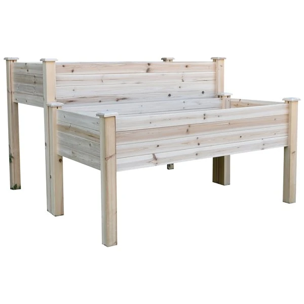 Jardinière Surélevée à 2 Niveaux Outsunny De 45 po X 45 1/4 Po X 30 po En Bois Naturel 3 Jardinière Surélevée à 2 Niveaux Outsunny De 45 po X 45 1/4 Po X 30 po En Bois Naturel