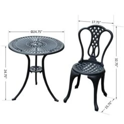 Ensemble Pour Le Patio De Style Bistro Par Outsunny Avec Cadre Noir, 3 Pièces -Outsunny 330932315 AlternateImage1 l