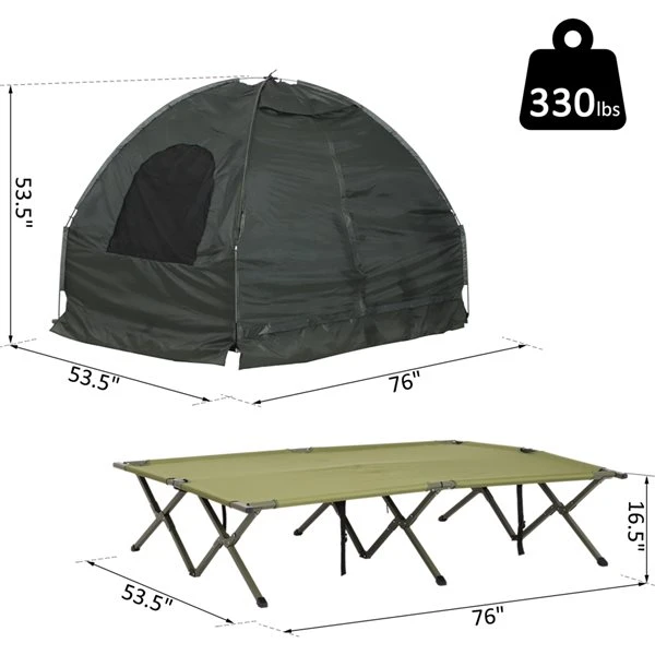 Tente En Polyester Outsunny Avec Lit De Camp, Matelas Pneumatique Et Pompe à Air 4 Tente En Polyester Outsunny Avec Lit De Camp, Matelas Pneumatique Et Pompe à Air – Image 2