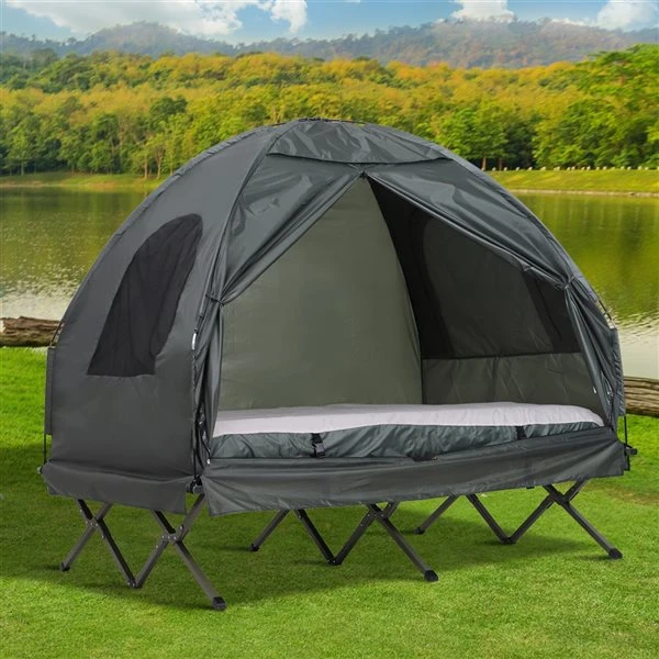 Tente En Polyester Outsunny Avec Lit De Camp, Matelas Pneumatique Et Pompe à Air 3 Tente En Polyester Outsunny Avec Lit De Camp, Matelas Pneumatique Et Pompe à Air