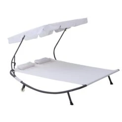 Chaise Longue Stationnaire Outsunny En Métal Noir Avec Assise Rigide Blanche 11 Chaise Longue Stationnaire Outsunny En Métal Noir Avec Assise Rigide Blanche -Outsunny 330932327 AlternateImage8 l