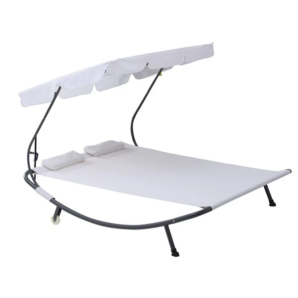 Chaise Longue Stationnaire Outsunny En Métal Noir Avec Assise Rigide Blanche 7 Chaise Longue Stationnaire Outsunny En Métal Noir Avec Assise Rigide Blanche – Image 5