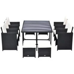 Ensemble De Salle à Manger Pour Le Patio Par Outsunny Avec Cadre Noir Et Coussins Blancs Cassés, 11 Pièces 8 Ensemble De Salle à Manger Pour Le Patio Par Outsunny Avec Cadre Noir Et Coussins Blancs Cassés, 11 Pièces -Outsunny 330932328 AlternateImage1 l