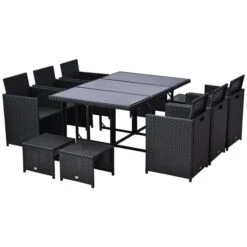 Ensemble De Salle à Manger Pour Le Patio Par Outsunny Avec Cadre Noir Et Coussins Blancs Cassés, 11 Pièces 9 Ensemble De Salle à Manger Pour Le Patio Par Outsunny Avec Cadre Noir Et Coussins Blancs Cassés, 11 Pièces -Outsunny 330932328 AlternateImage2 l