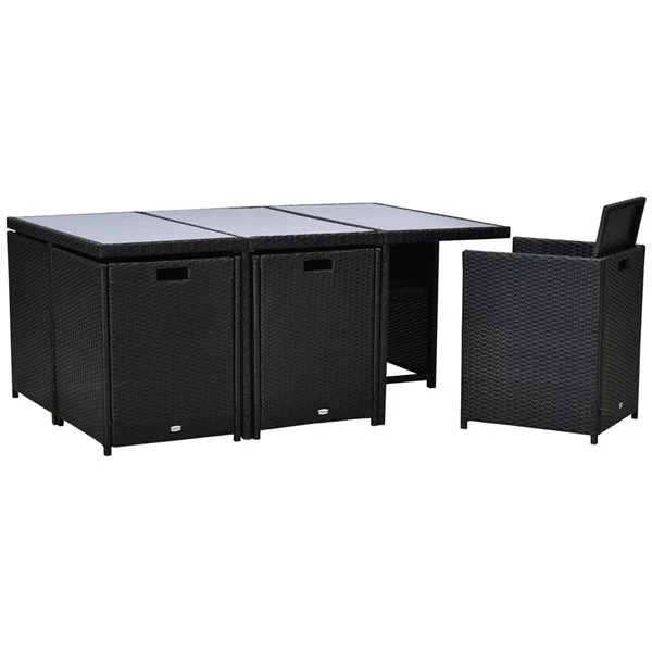 Ensemble De Salle à Manger Pour Le Patio Par Outsunny Avec Cadre Noir Et Coussins Blancs Cassés, 11 Pièces 7 Ensemble De Salle à Manger Pour Le Patio Par Outsunny Avec Cadre Noir Et Coussins Blancs Cassés, 11 Pièces – Image 5