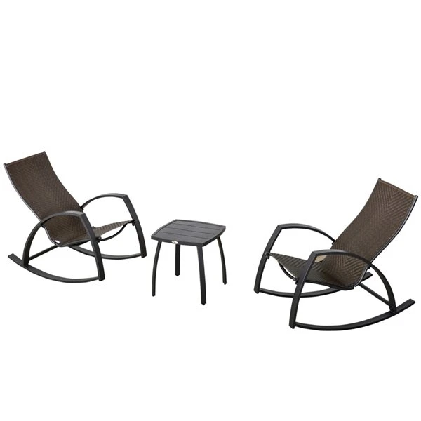 Ensemble Pour Le Patio De Style Bistro Par Outsunny Avec Cadre Brun Et Chaises Berçantes, 3 Pièces 3 Ensemble Pour Le Patio De Style Bistro Par Outsunny Avec Cadre Brun Et Chaises Berçantes, 3 Pièces
