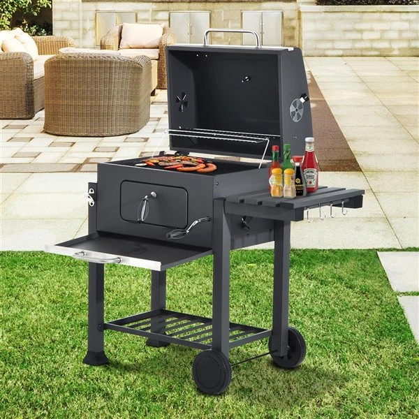 Barbecue Au Charbon Portatif Gris Outsunny De 14 1/2 Po Avec Tablette Inférieure 4 Barbecue Au Charbon Portatif Gris Outsunny De 14 1/2 Po Avec Tablette Inférieure – Image 2
