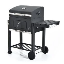 Barbecue Au Charbon Portatif Gris Outsunny De 14 1/2 Po Avec Tablette Inférieure