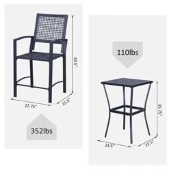 Ensemble Pour Le Patio De Style Bistro Par Outsunny Avec Cadre Gris Et Coussins Blancs, 3 Pièces -Outsunny 330932361 AlternateImage2 l