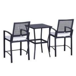 Ensemble Pour Le Patio De Style Bistro Par Outsunny Avec Cadre Gris Et Coussins Blancs, 3 Pièces -Outsunny 330932361 AlternateImage4 l
