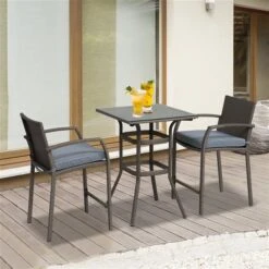 Ensemble Pour Le Patio De Style Bistro Par Outsunny Avec Cadre Gris Et Coussins Gris, 3 Pièces -Outsunny 330932369 AlternateImage1 l
