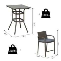 Ensemble Pour Le Patio De Style Bistro Par Outsunny Avec Cadre Gris Et Coussins Gris, 3 Pièces -Outsunny 330932369 AlternateImage2 l