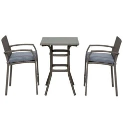Ensemble Pour Le Patio De Style Bistro Par Outsunny Avec Cadre Gris Et Coussins Gris, 3 Pièces -Outsunny 330932369 AlternateImage3 l