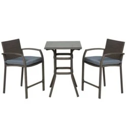 Ensemble Pour Le Patio De Style Bistro Par Outsunny Avec Cadre Gris Et Coussins Gris, 3 Pièces -Outsunny 330932369 AlternateImage4 l