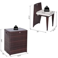 Ensemble De Salle à Manger Pour Le Patio Par Outsunny Avec Cadre Brun Et Coussins Blancs Cassés, 3 Pièces -Outsunny 330932375 AlternateImage2 l