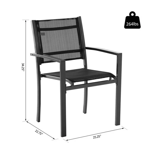 Ens. De Chaises De Salle à Manger Stationnaires Outsunny En Métal Noir Avec Assise Rigide, 2 Mcx 5 Ens. De Chaises De Salle à Manger Stationnaires Outsunny En Métal Noir Avec Assise Rigide, 2 Mcx – Image 3
