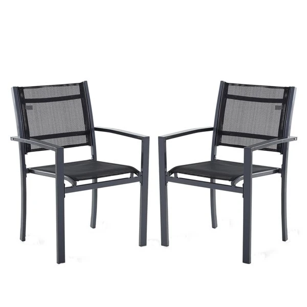 Ens. De Chaises De Salle à Manger Stationnaires Outsunny En Métal Noir Avec Assise Rigide, 2 Mcx 3 Ens. De Chaises De Salle à Manger Stationnaires Outsunny En Métal Noir Avec Assise Rigide, 2 Mcx