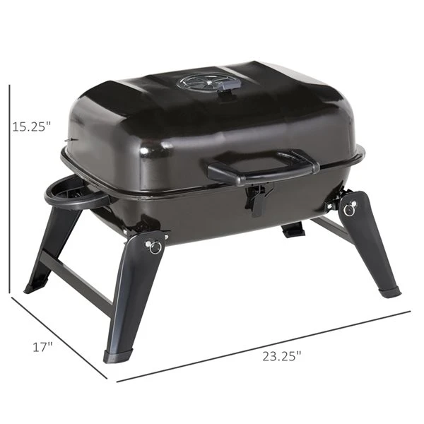 Barbecue Australien De Table Au Charbon Noir Outsunny De 23 po Avec Couvercle Facile à Soulever 5 Barbecue Australien De Table Au Charbon Noir Outsunny De 23 po Avec Couvercle Facile à Soulever – Image 3