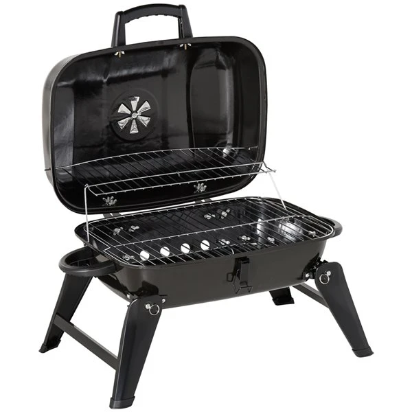 Barbecue Australien De Table Au Charbon Noir Outsunny De 23 po Avec Couvercle Facile à Soulever 3 Barbecue Australien De Table Au Charbon Noir Outsunny De 23 po Avec Couvercle Facile à Soulever
