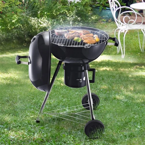 Barbecue Australien Au Charbon Autoportant Noir Outsunny De 18 1/2 Po Avec Roulettes 4 Barbecue Australien Au Charbon Autoportant Noir Outsunny De 18 1/2 Po Avec Roulettes – Image 2