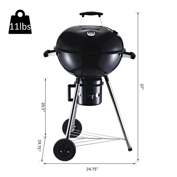 Barbecue Australien Au Charbon Autoportant Noir Outsunny De 18 1/2 Po Avec Roulettes 5 Barbecue Australien Au Charbon Autoportant Noir Outsunny De 18 1/2 Po Avec Roulettes – Image 3