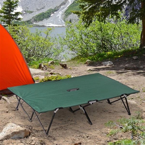 Très Grand Lit De Camp Pliant Par Outsunny En Polyester Vert Pour 2 personnes 4 Très Grand Lit De Camp Pliant Par Outsunny En Polyester Vert Pour 2 personnes – Image 2